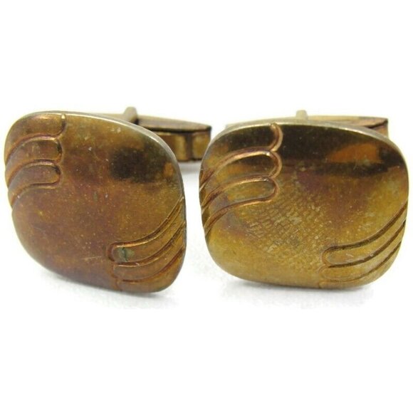 Vintage Cufflinks Square Gold Tone Shirt Accessories Wedding - Picture 12 of 12